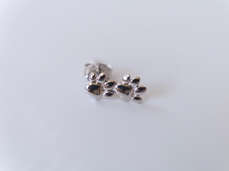 Hypoallergenic Perfect Gift for Kids 925 Sterling Silver Cute Double Dog Paw Stud Earrings Pet Paw Print Jewelry