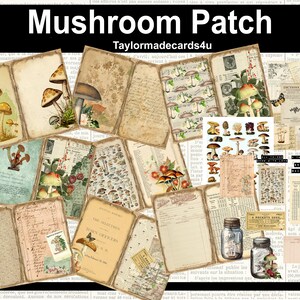 Mushroom Patch digital Kit, Card Making, Scrapbooking, Junk Journal, Paper Crafting