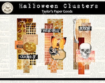 Halloween Clusters, Junk Journals, Ephemera, Digital Images, Printable Images
