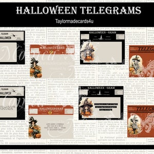 Vintage Printable Halloween Telegrams, Digital Ephemera, Printable Ephemera, Scrapbooking, Card Making, Junk Journals