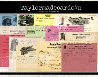 1914 New York Vintage Ephemera, Vintage Invoices, Digital Ephemera, Printable Ephemera, Scrapbooking, Card Making, Junk Journals