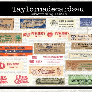 Vintage Werbeetiketten, digitale Ephemera, druckbare Ephemera, Scrapbooking, Kartenherstellung, Junk Journals
