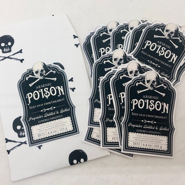 15 Set Poison Sticker labels , Halloween Stickers, Scrapbooking, Card Making, Junk Journals