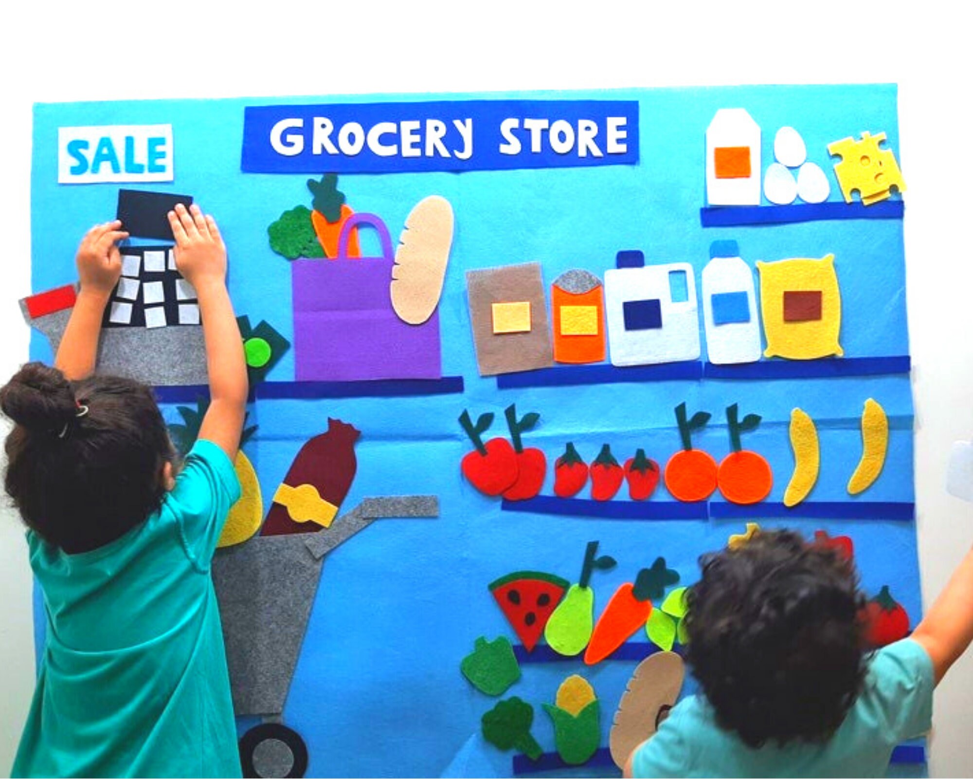Grocery Store Felt Board Set // Felt Learning Wall Hanging // Etsy UK