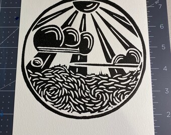 Limited Edition (1 of 6) “Clouds Over a Turbulent Sea” Lino Cut Print