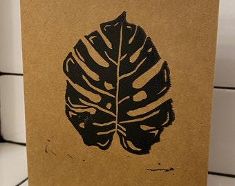 Monstera Stamp Greeting Card + Envelope