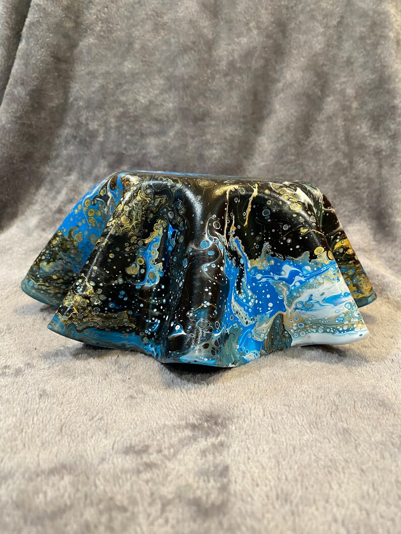 Blue, Black and Gold Painted Record Plant Pot image 3