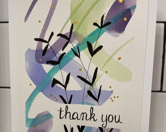 Watercolor Thank You Card and Envelope