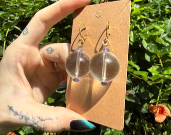 AAA grade Tanzanite and AAAA grade Clear Quartz hypoallergenic earrings