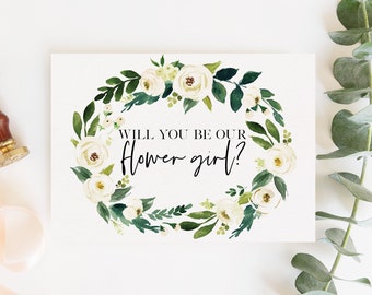 PRINTABLE Pink Flower Girl Asking Card Instant Download Will You Be My Flower Girl Card
