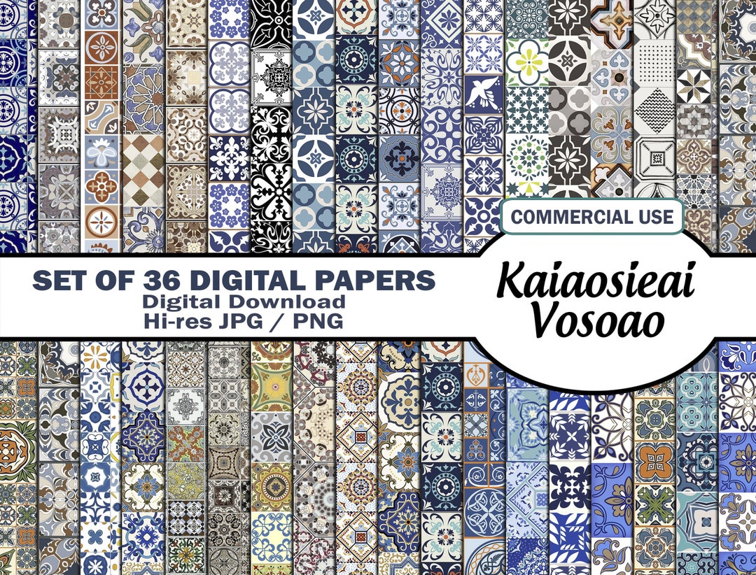 Set of 36 Pattern Moroccan Tiles Ethnic Digital Paper - Etsy