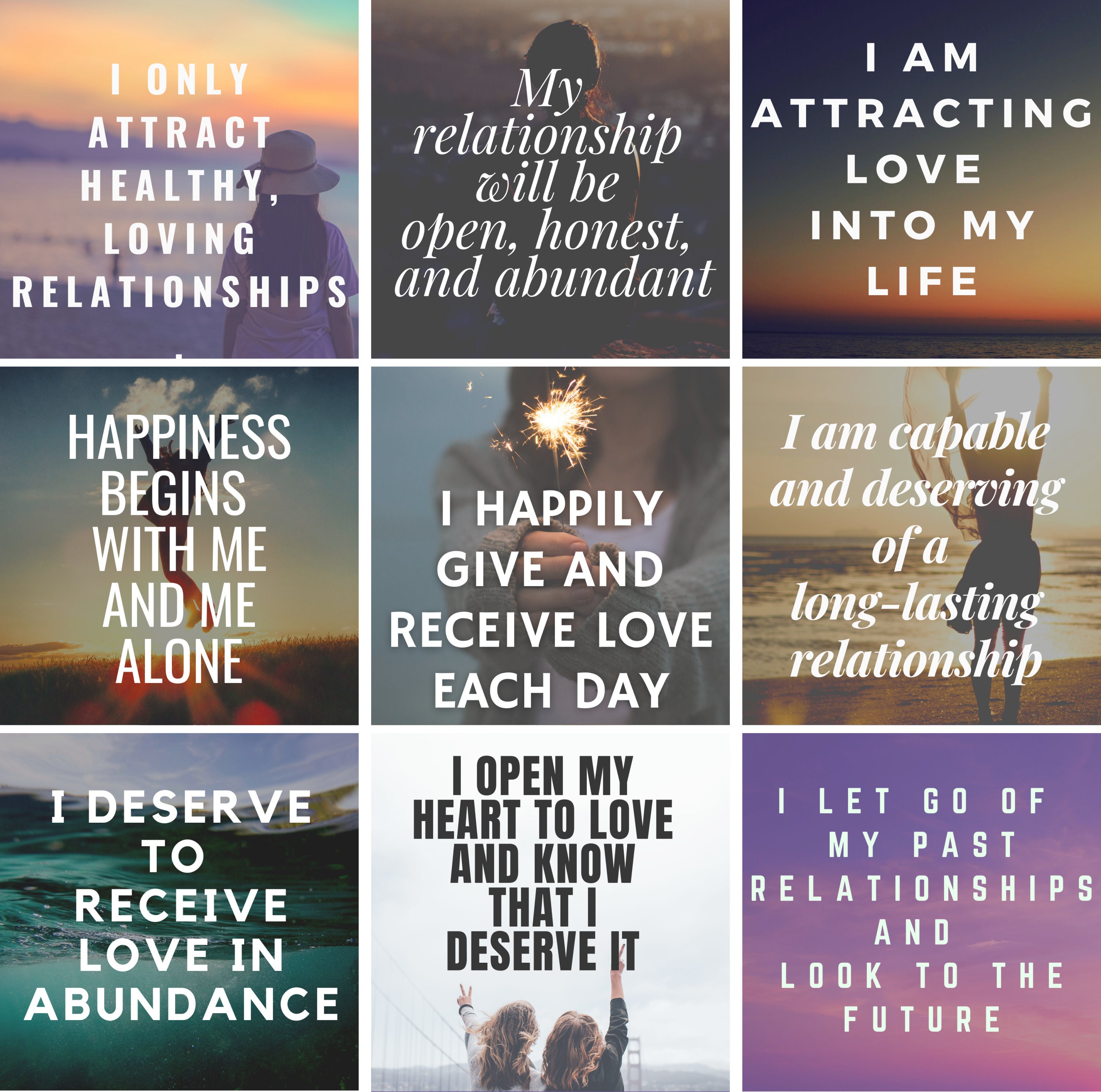 Vision Board For Love Printable Affirmation Cards For Etsy