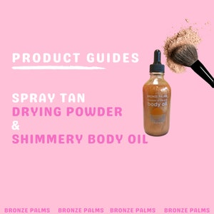 Spray Tan Powder & Body Oil Recipe Guide | Spray Tan Drying Powder, Spray Tan Finishing Powder, Shimmer Powder, Spray Tan Safe Body Oil Reta