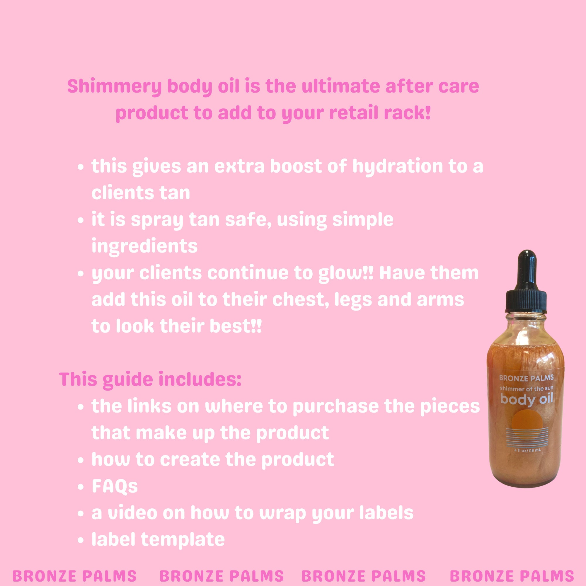 Spray Tan Body Oil Guide With Recipe Links Label Template Etsy