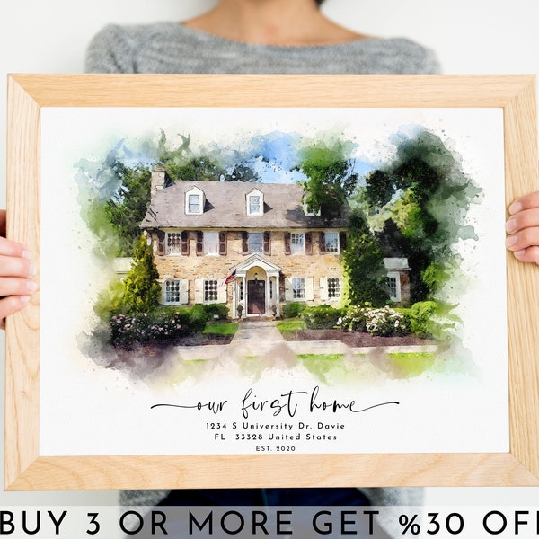 Watercolor House Painting Etsy