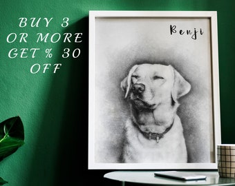 Custom Pet Portrait , Dog Portrait, Cat Portrait, Portrait from Photo, Pet Memorial Gift, Pet Art, Pet Art Print, Dog Sketch