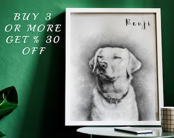 Personalized Pet Sketch Custom Dog Portrait From Photo Memorial Pet Loss Gift Cat Portrait Drawing Custom Pet Illustration Wall Art Decor