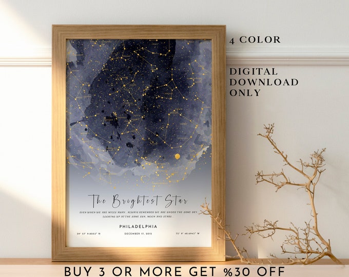 Custom Star Map Print, Personalized Night Sky Chart (Digital Download)