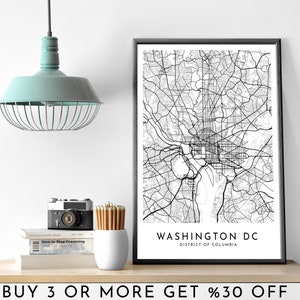 WASHINGTON DC Stadt Karte DRUCKBARE schwarz weiß Wand Kunst Poster Modern Minimalist Büro Dekoration Usa America Digitale Datei