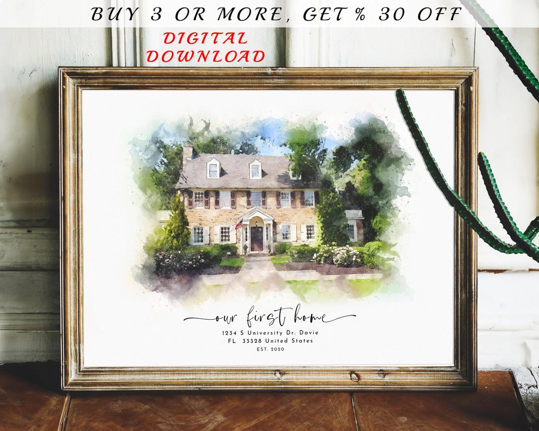 Custom Watercolor House Portrait From Photo, Personalized Home ...