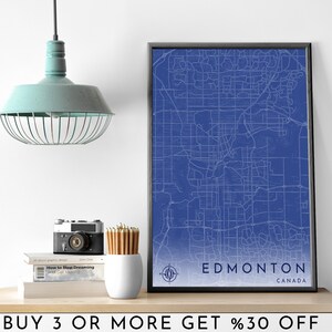 EDMONTON Mapa de la ciudad IMPRIMIBLE Plano Mapa Arte de la pared Cartel Decoración de oficina minimalista moderna CANADÁ Archivo digital