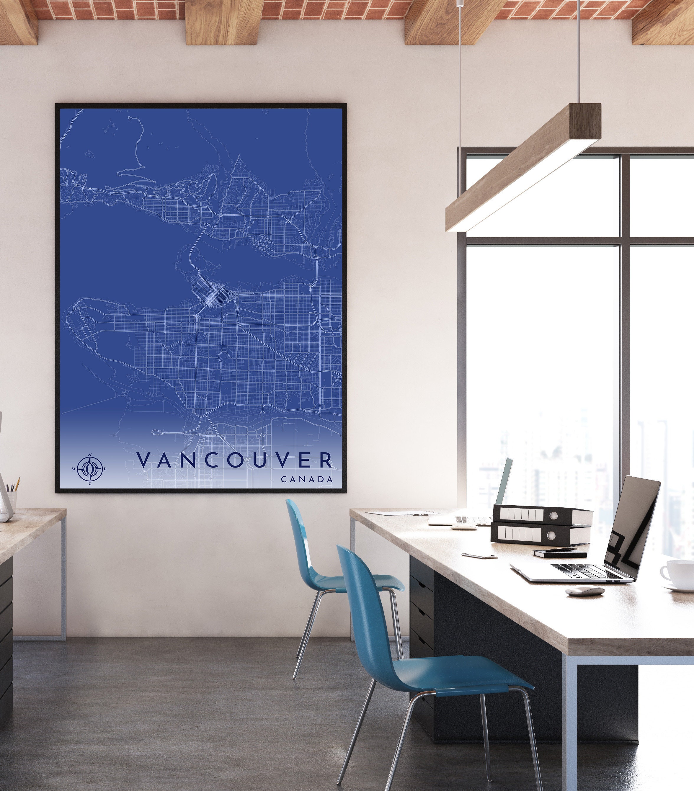 VANCOUVER City Map PRINTABLE Blueprint Map Wall Art Poster Etsy