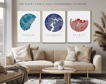 CUSTOM CITY Map | Personalized Map Poster | Any City or Location | Custom Map Gift | 3 for 2 Deal |  Printable Map Wall Art