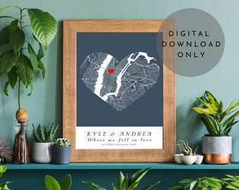 Valentines Day Gift for Him | Valentines Gift for Girlfriend | Anniversary Gift for Her | One Year Anniversary Gift | Wife Gift Map Art