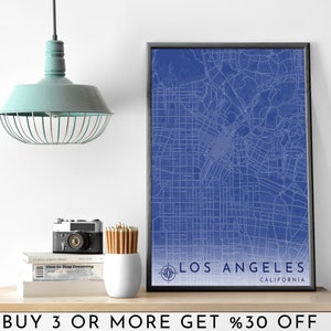 LOS ANGELES City Map PRINTABLE Blueprint Wall Art Poster Modern Minimalist Office Decoration California Usa America Digital File