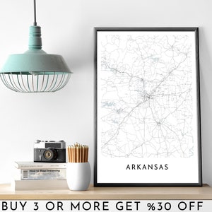 Mapa da cidade de Arkansas para impressão, preto e branco, arte de parede, pôster moderno e minimalista, decoração de escritório, EUA, Kansas, América, arquivo digital