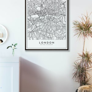 LONDON City Map PRINTABLE Black and White Wall Art Poster | Etsy