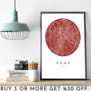 ROME City Map PRINTABLE Color Wall Art Poster Modern Minimalist Office Decoration ITALY Digital File