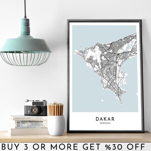 DAKAR City Map PRINTABLE Black and White Wall Art Poster Modern Minimalist Office Decoration SENEGAL a Digital File