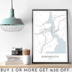DARTMOUTH City Map PRINTABLE Black and White Wall Art Poster Modern Minimalist Office Decoration DEVON Digital File
