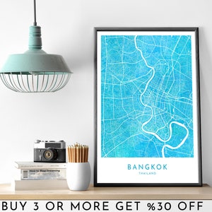 BANGKOK City Map PRINTABLE Watercolor Wall Art Poster Modern Minimalist Office Decoration THAILAND Digital File