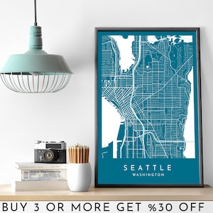 SEATTLE Stadt Karte DRUCKBARE Farbe Wand Kunst Poster Modern Minimalist Büro Dekoration USA Washington Amerika Digitale Datei