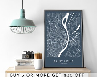 ST LOUIS City Map PRINTABLE Color Wall Art Poster Modern Minimalist Office Decoration Missouri  Digital File