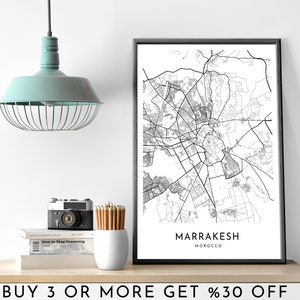 MARRAKECH City Map PRINTABLE Black and White Wall Art Poster Modern Minimalist Office Decoration MAROC Digital File