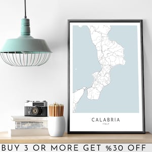 CALABRIA City Map PRINTABLE Black and White Wall Art Poster Modern Minimalist Office Decoration ITALY Digital File