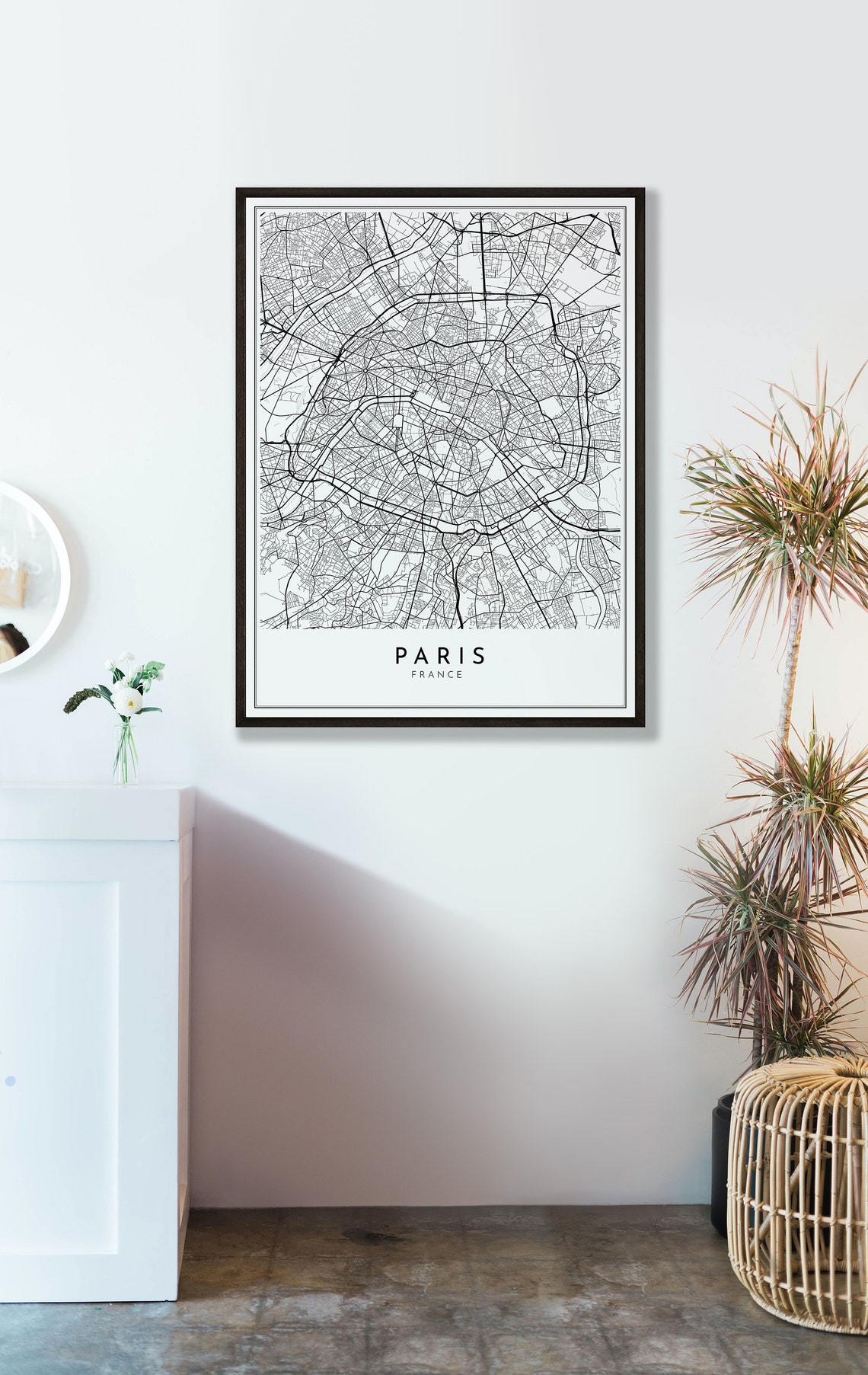 PARIS City Map PRINTABLE Black and White Wall Art Poster - Etsy