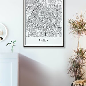 PARIS City Map PRINTABLE Black and White Wall Art Poster - Etsy