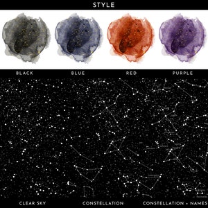 Carte des étoiles personnalisée par date, carte du ciel personnalisée, impression de ciel nocturne, le jour de votre naissance, cadeau de mariage, cadeau de fête des mères image 9