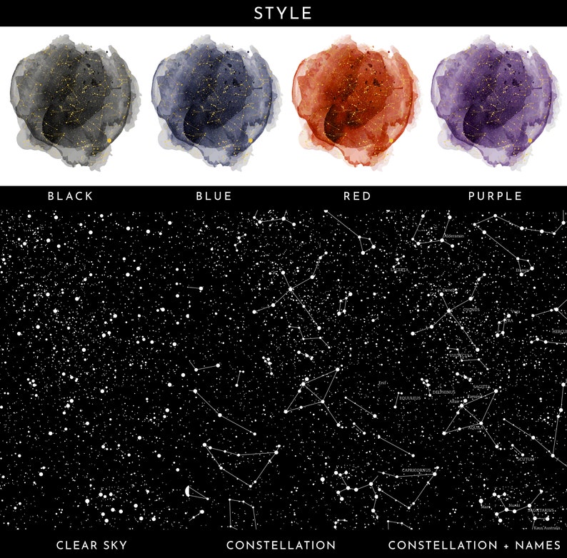 Carte des étoiles personnalisée par date, carte du ciel personnalisée, impression de ciel nocturne, le jour de votre naissance, cadeau de mariage, cadeau de fête des mères image 9