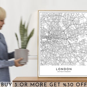 LONDON City Map PRINTABLE Black and White Wall Art Poster Modern ...
