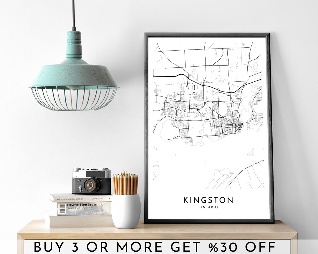 KINGSTON City Map PRINTABLE Black and White Wall Art Poster Modern ...