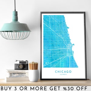 CHICAGO Stadt Karte DRUCKBARE Aquarell Wand Kunst Poster Modern Minimalist Büro Dekoration USA Illinois Digitale Datei
