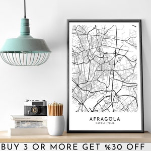 AFRAGOLA City Map PRINTABLE Black and White Wall Art Poster Modern Minimalist Office Decoration Napoli, Italia Digital File