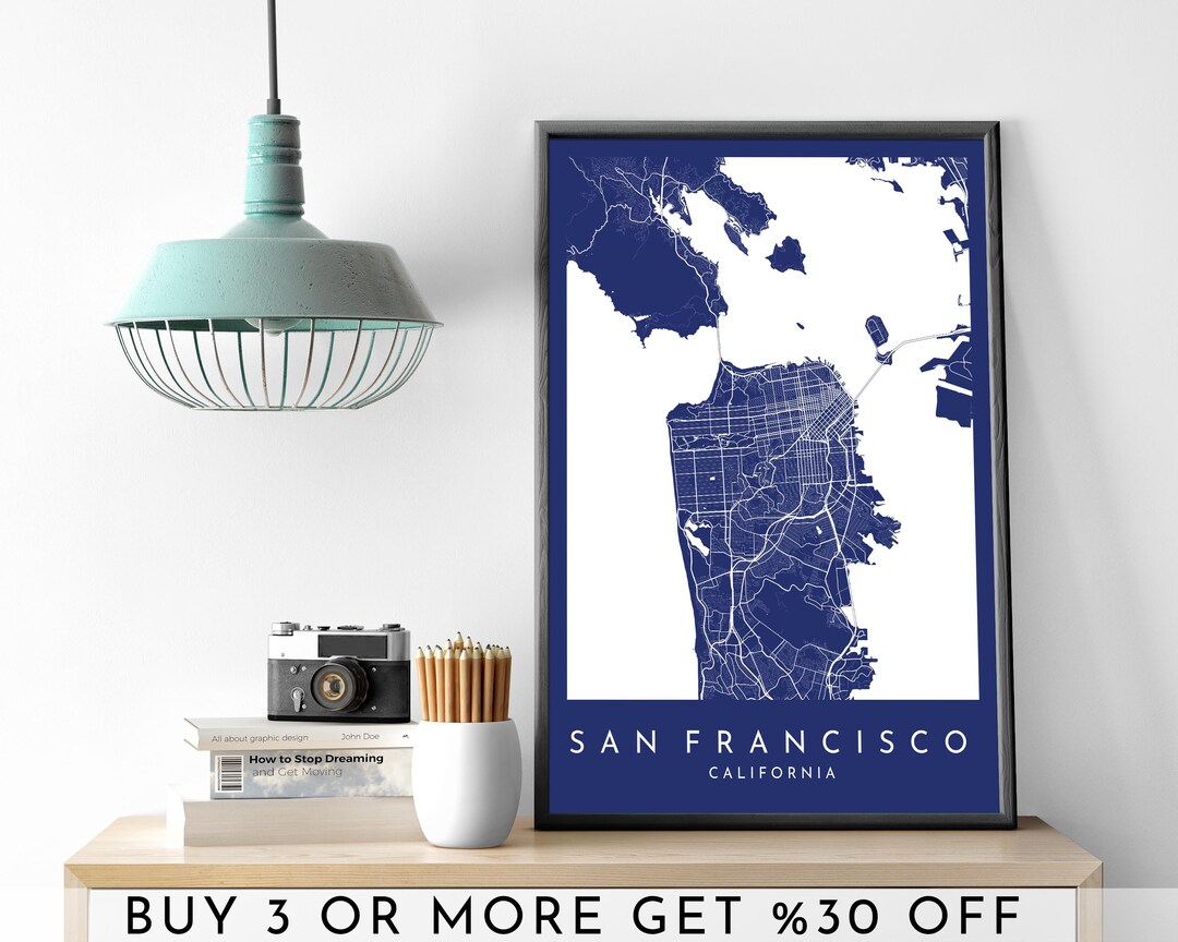 SAN FRANCISCO City Map PRINTABLE Color Wall Art Poster Modern ...