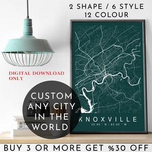 CUSTOM CITY Map, Personalized Digital Map Poster, Printable Map Wall Art, Instant Download Map of Your Location, Any Town, City, Map Gift