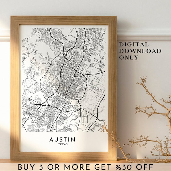 Custom City Map Print, Minimalist Wall Art (Digital Download)